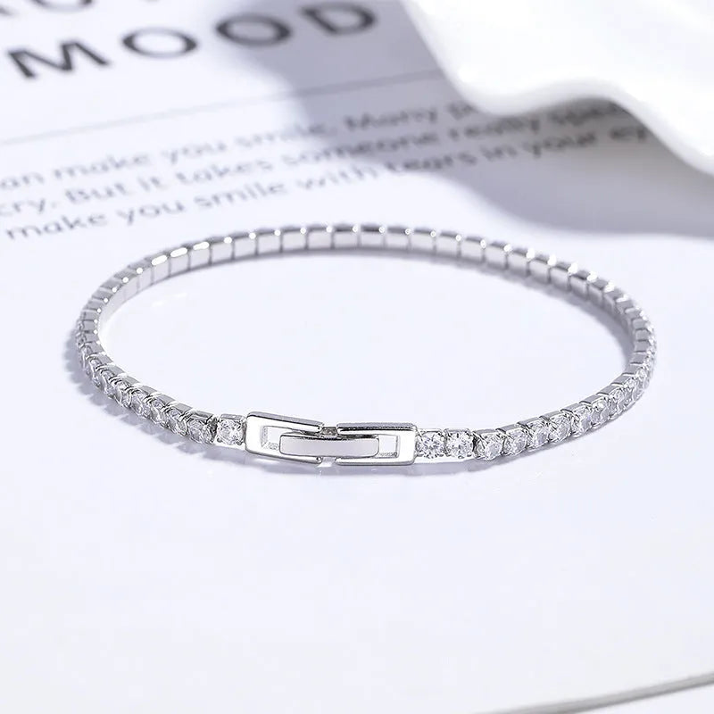 925 sterling silver full diamond bracelet with pave elements on white background