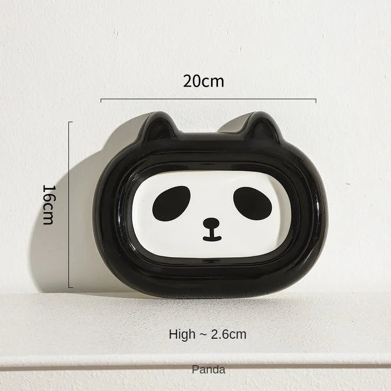 Ceramic animal-shaped cat bowl in a colourful design for pet feeding
