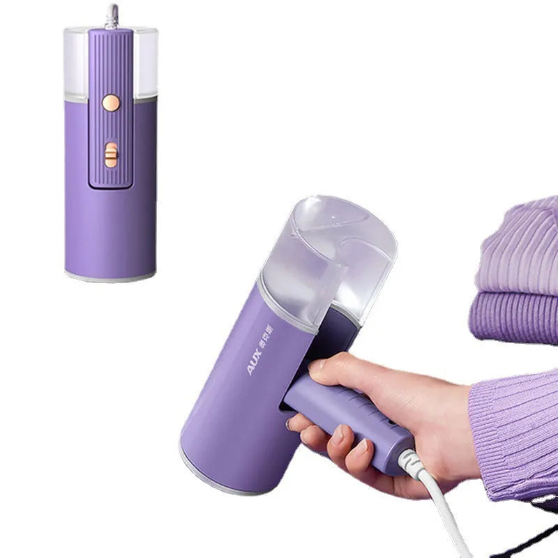 Portable foldable steam iron 130ml 220V in Grey Lotus Root Purple on white background