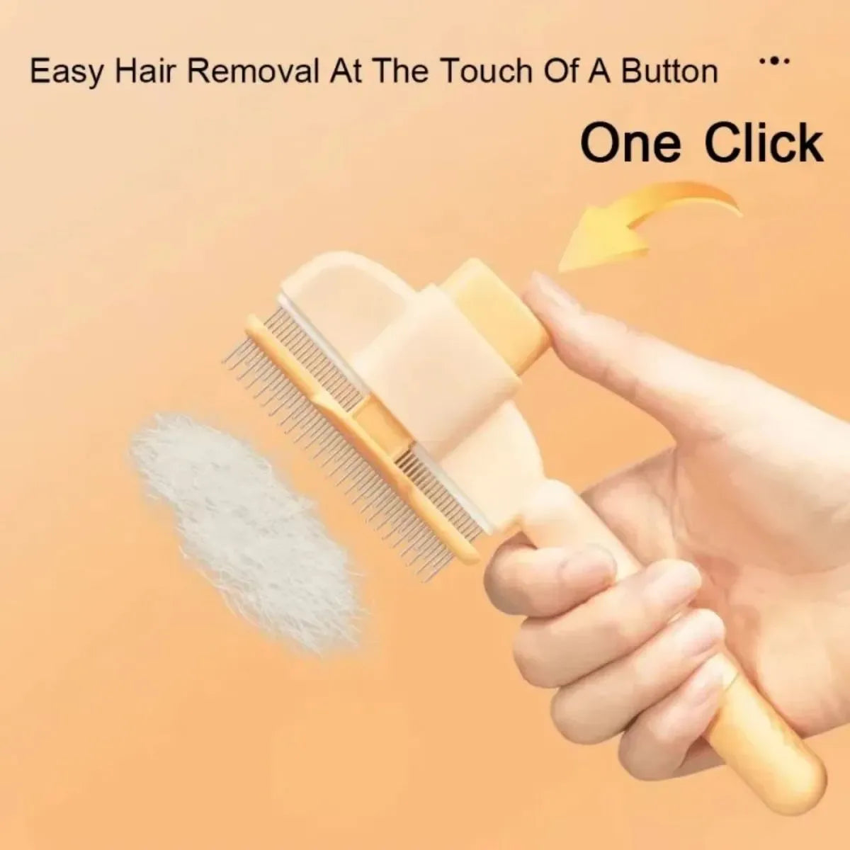 Green pet grooming brush with one-click hair removal button, gentle bristles for dogs and cats, anti-mite shedding tool