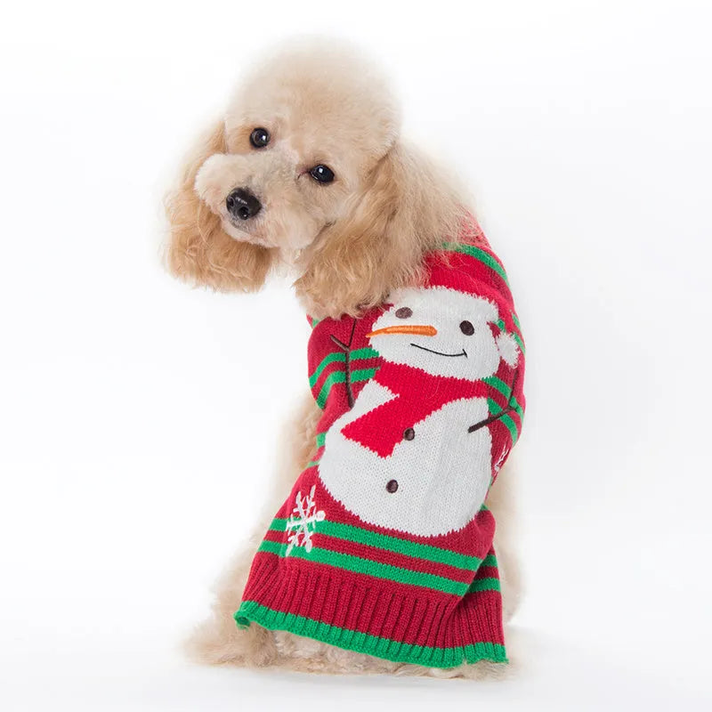 Pet dog Christmas pompom sweater in black on small dog unisex acrylic knit holiday outfit