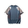 Men's loose fit patchwork sports t-shirt in cotton blend with raglan short sleeves