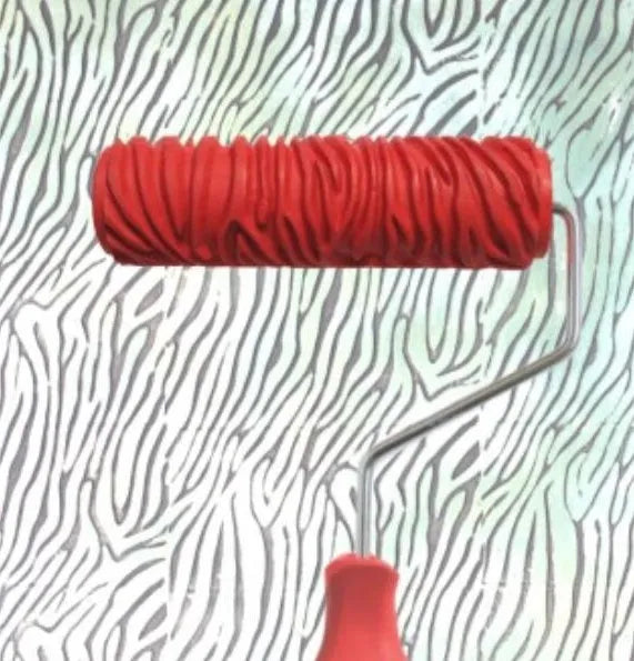 Red 7 inch texture paint embossing roller for decorative wall painting
