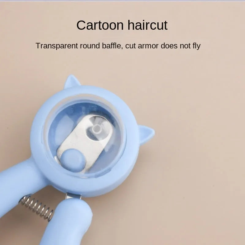 Pet nail clipper with sickle stainless steel blade for dog and cat claw trimming in blue