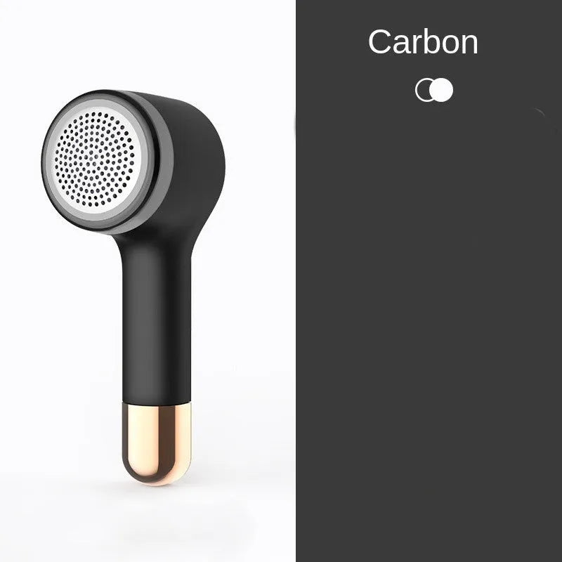 Handheld USB hair ball trimmer with ABS plastic body and stainless steel blade in black colour