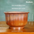 Antique carved ceramic flower pot in purple sand clay with wood burning finish for indoor bonsai