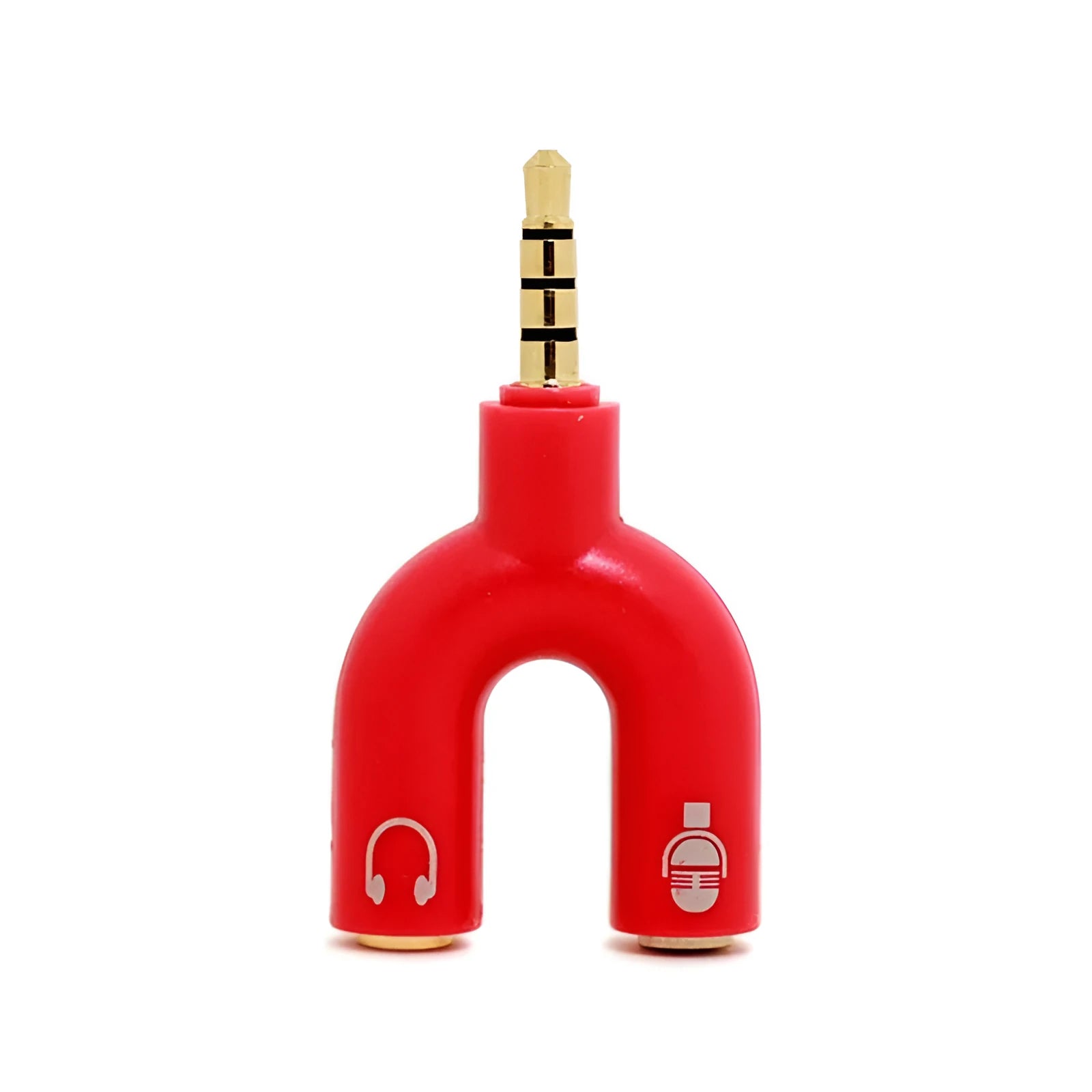 3.5mm audio splitter adapter in multiple colours with gold-plated connections for phones and laptops
