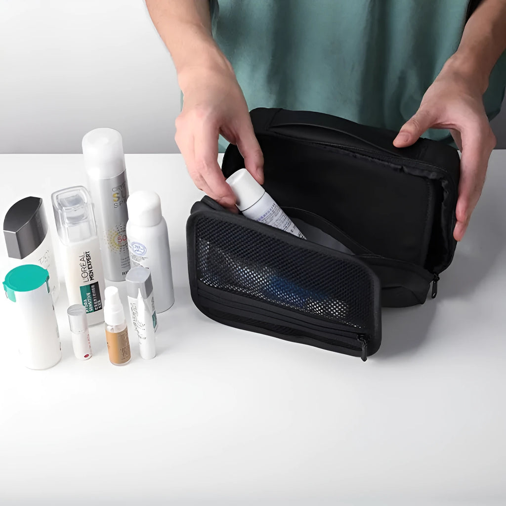 Oxford cloth wet dry separation toiletries storage bag with multi-layer compartments for business travel