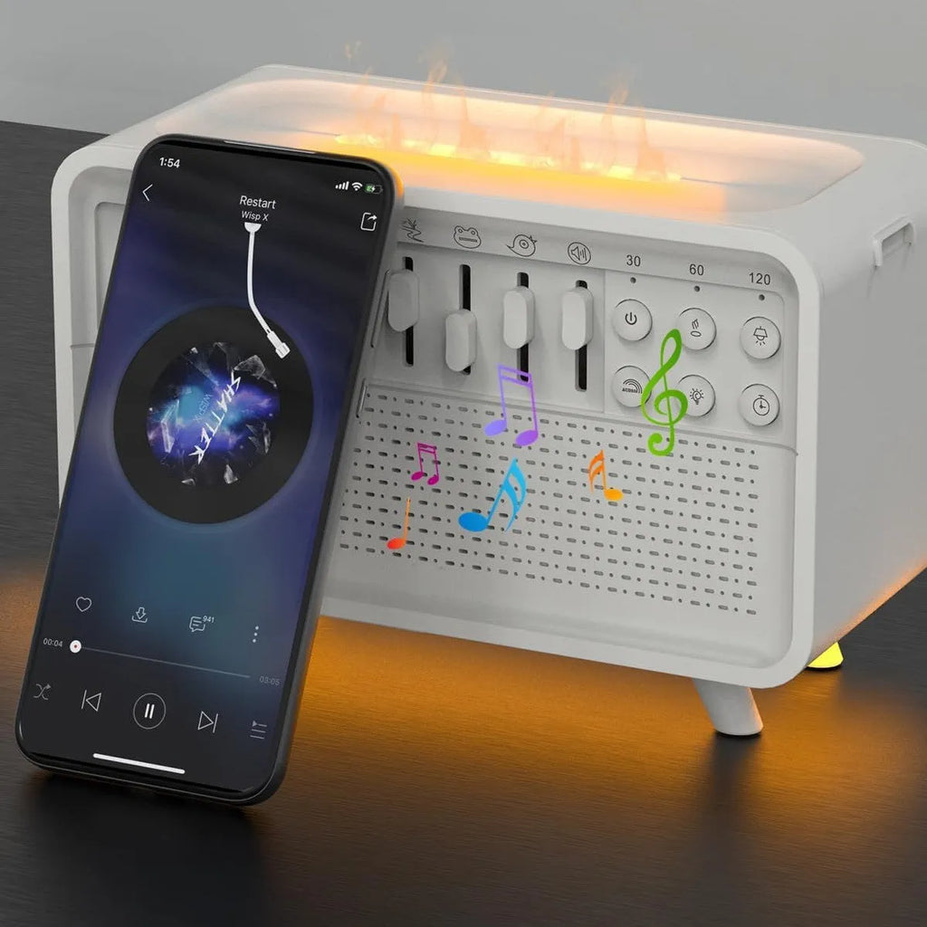 3 in 1 Bluetooth speaker white noise humidifier night light machine in white geometric design