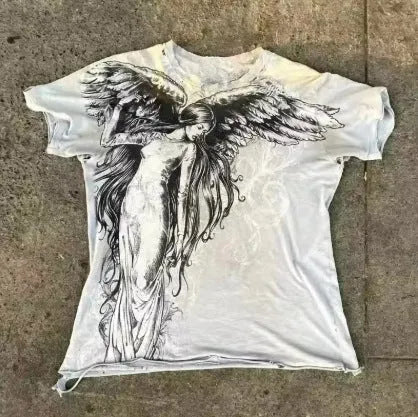 Gothic cartoon print on a men's short sleeve polyester t-shirt in colour HQ929