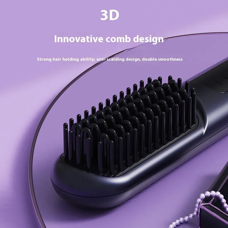 Portable charging negative ion straight hair comb in white, blue, or grey.