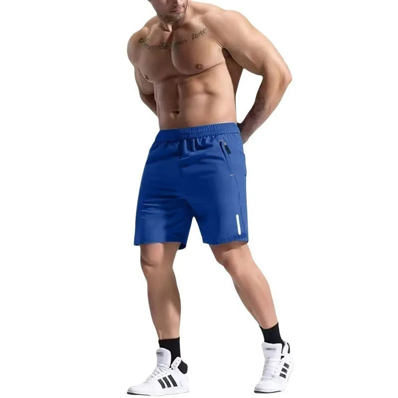 Men's grey sports shorts with an elastic drawstring waistband, made from a bamboo fibre blend.
