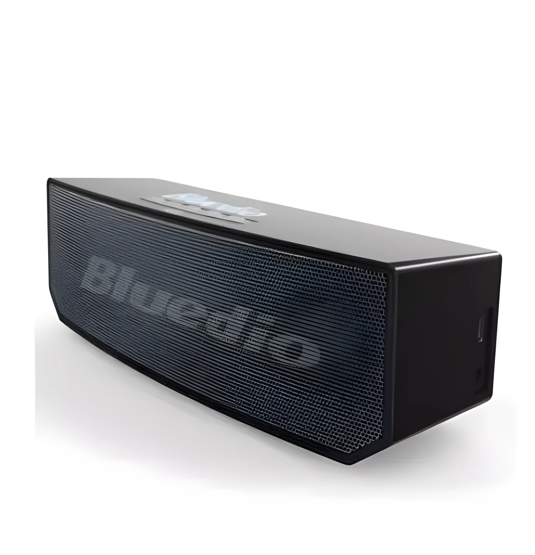 Black rectangular Bluetooth speaker with grille front showing 52mm drivers