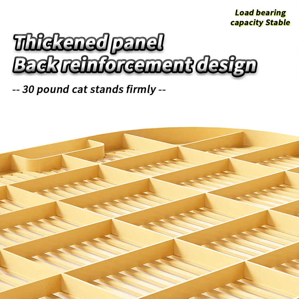 Double layer plastic cat litter mat in milk yellow colour with silicone anti-slip feet, 40x40.5x9cm size