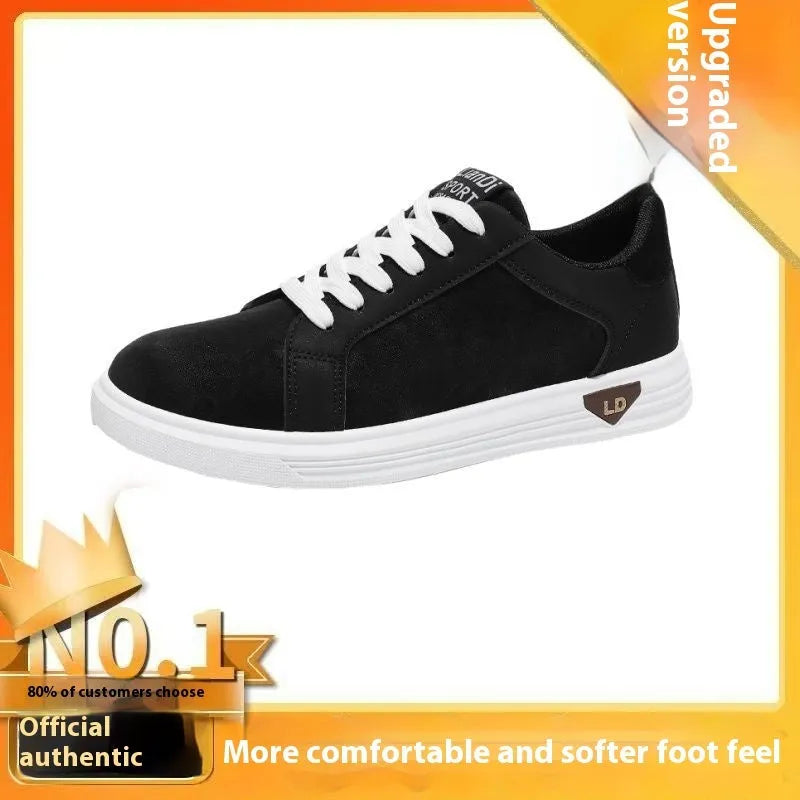 Men's low-top casual sneakers with snake pattern PU upper in black, round toe, flat heel, high mouth cut above 11cm