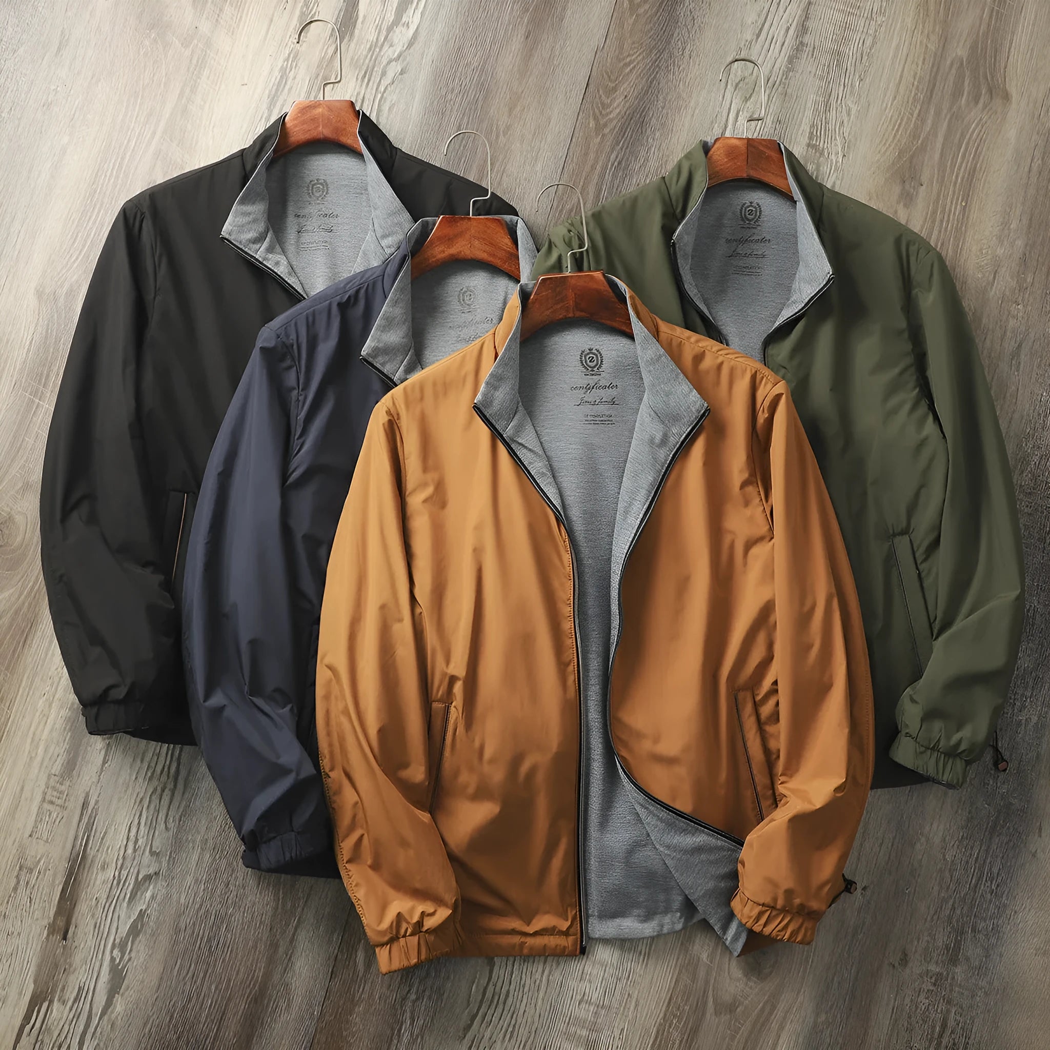 Men's stand collar casual jacket in polyester-cotton blend fabric available in multiple colours and sizes