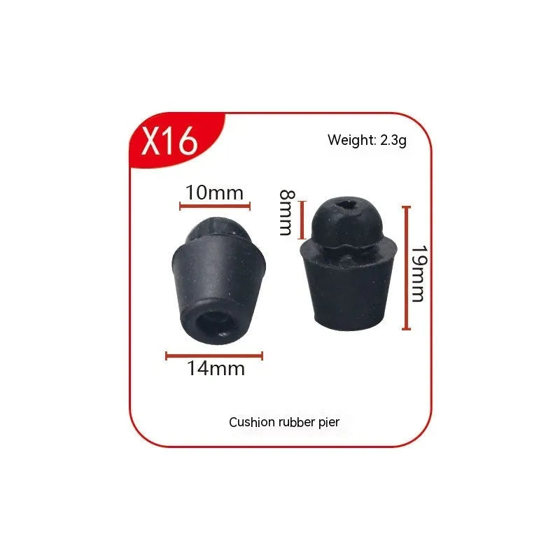 Automobile buckle shock absorption kit with 10 rubber pier clips in colour X16 for vehicle interior damping