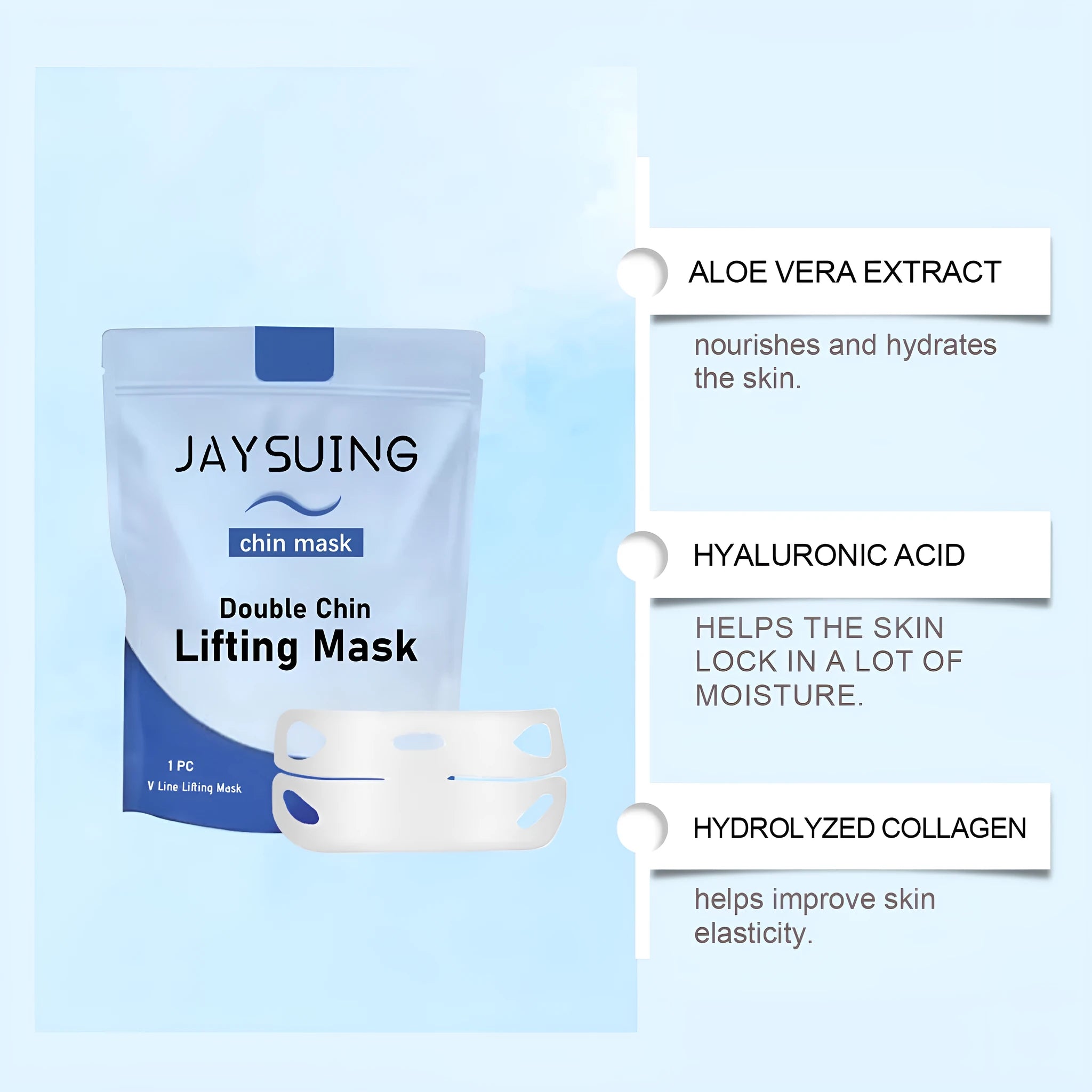 White firming lifting sheet mask with hyaluronic acid and hydrolyzed collagen serum