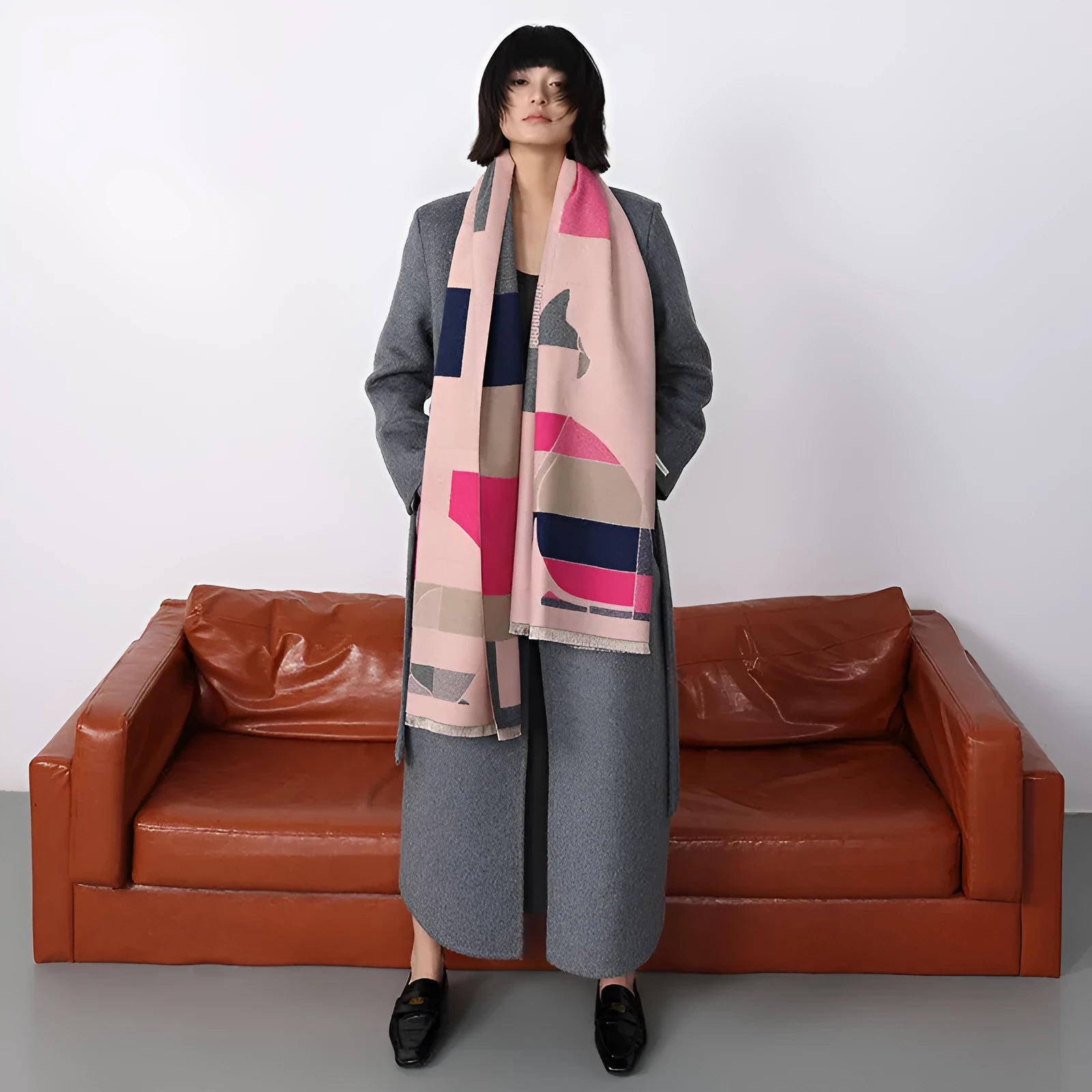 Mid-length imitation cashmere scarf 185x65cm in eight colours for autumn