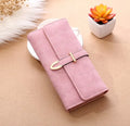 Frosted Lingge long wallet in PU leather with magnetic buckle and diamond pattern, 19.5x9.5cm