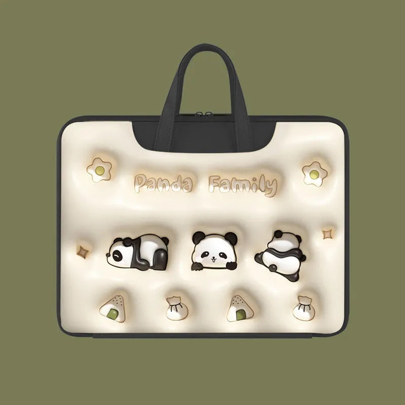 Inflatable PU leather laptop bag in Cat Beige colour with luggage strap, designed for 13 to 15.6 inch devices.