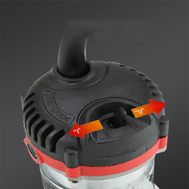 800W electric wood polishing trimmer with aluminium casing, 220V AC, no-load speed 30000rpm, 2cm depth