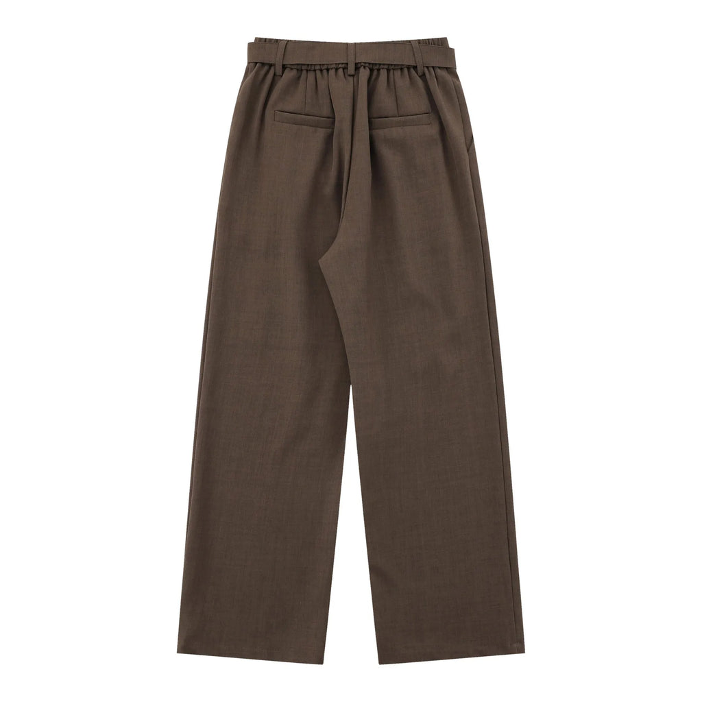 Loose high waist wide-leg trousers in black, women’s polyester straight-leg casual pants