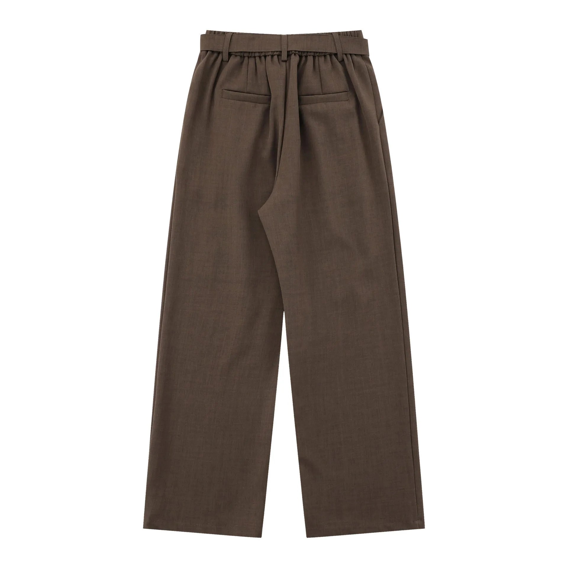 Loose high waist wide-leg trousers in black, women’s polyester straight-leg casual pants