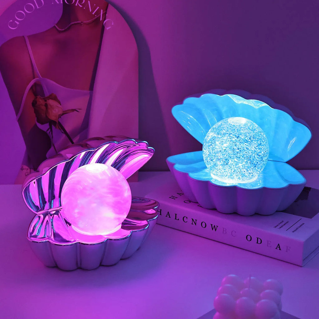Shell-shaped neon night lamp decorative ornament with battery power supply