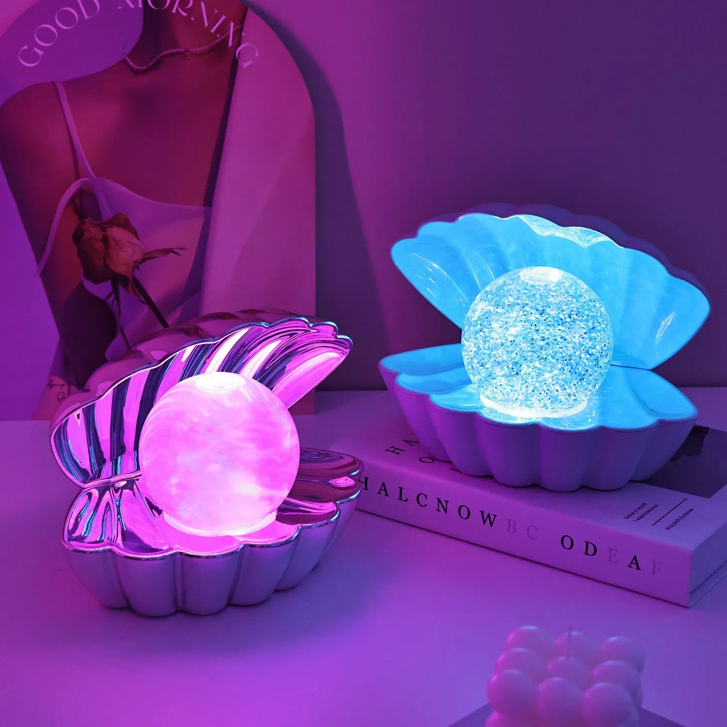 Shell-shaped neon night lamp decorative ornament with battery power supply