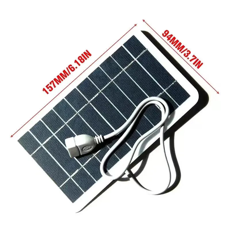 2W 5V portable solar panel charger with USB output, A-grade polycrystalline silicon, EVA laminated, PET cover, 157x94mm