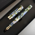 Deep bath green metal ballpoint pen shown with a choice of fine, medium, and art tip options.