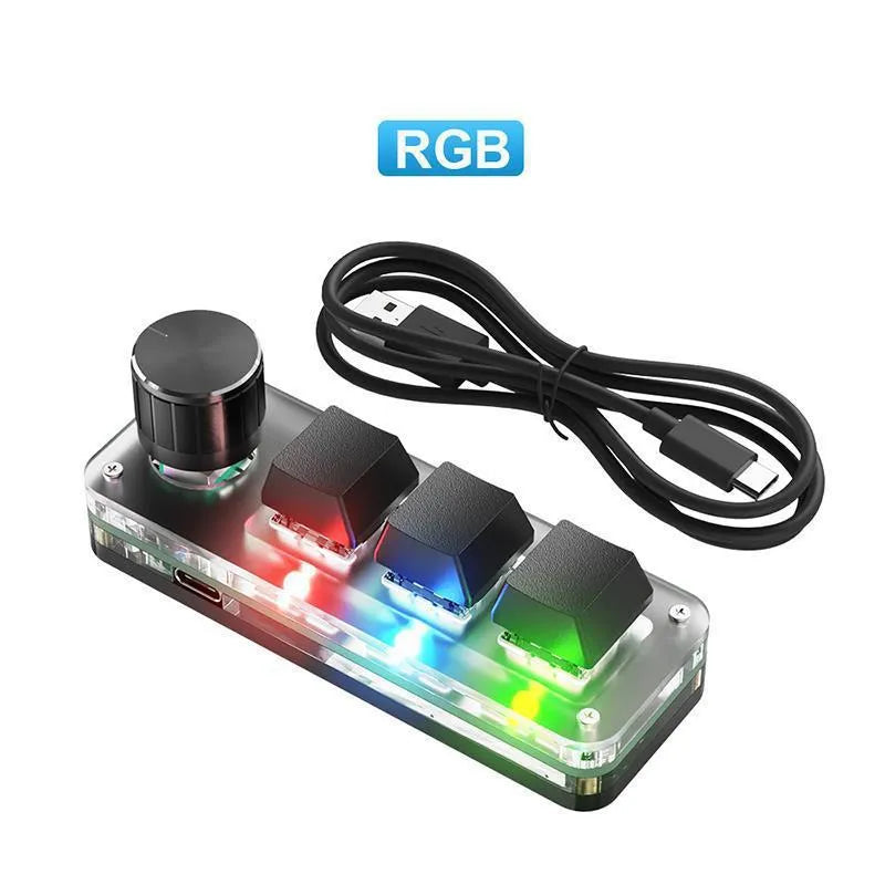 Black and white custom mini keyboard with RGB back lighting for copy paste shortcuts