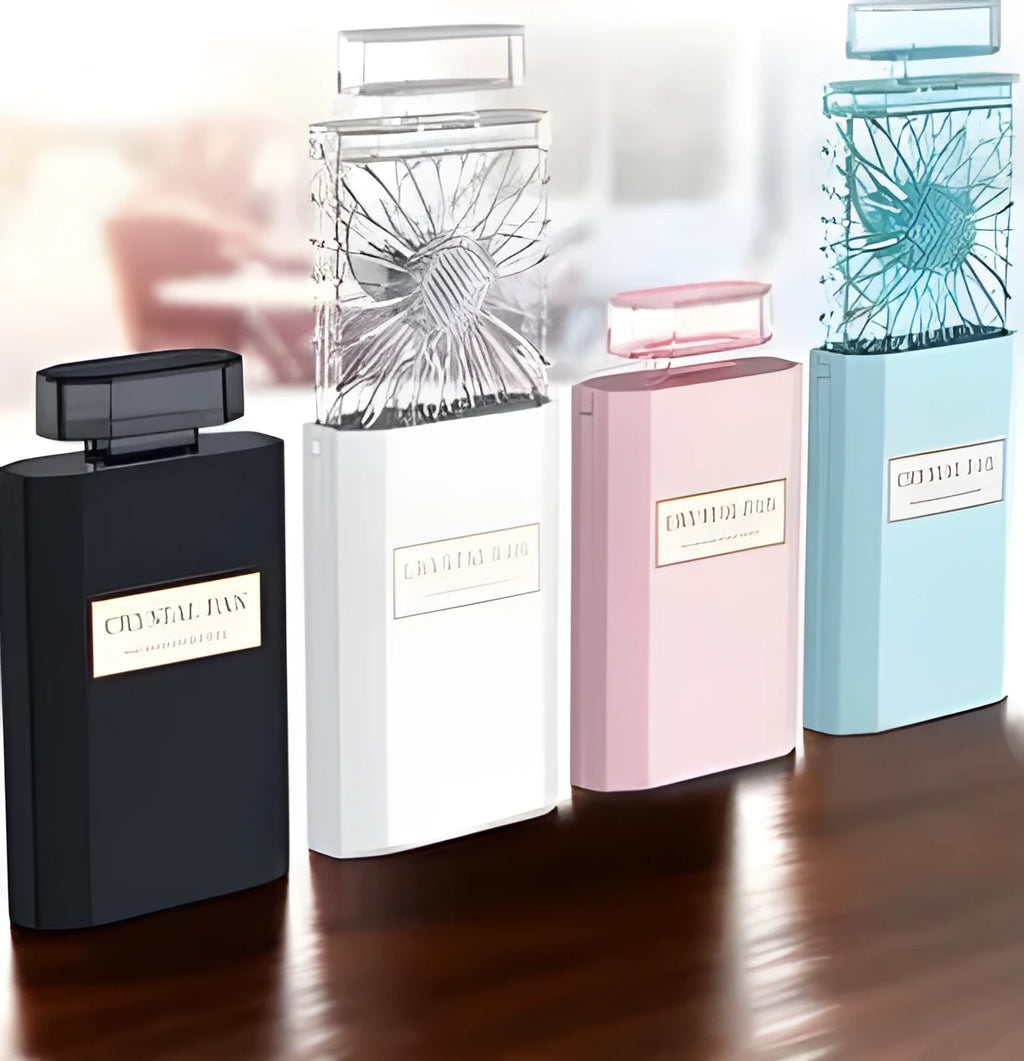Pink portable perfume fan with mist spray and 1200mAH rechargeable battery