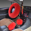 Wool and cashmere steering wheel cover set with two handle covers in business style design