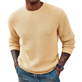 Men's solid colour round neck sweater pullover in beige, available in multiple sizes from S to 3XL