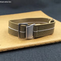 Elastic nylon parachute watchband in green with silver buckle, 20mm width