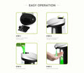 Automatic touchless soap dispenser with black plastic body and sensor nozzle on a countertop