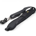 Black nylon single shoulder sling strap for DSLR camera with quick-adjust buckle and 75mm shoulder pad