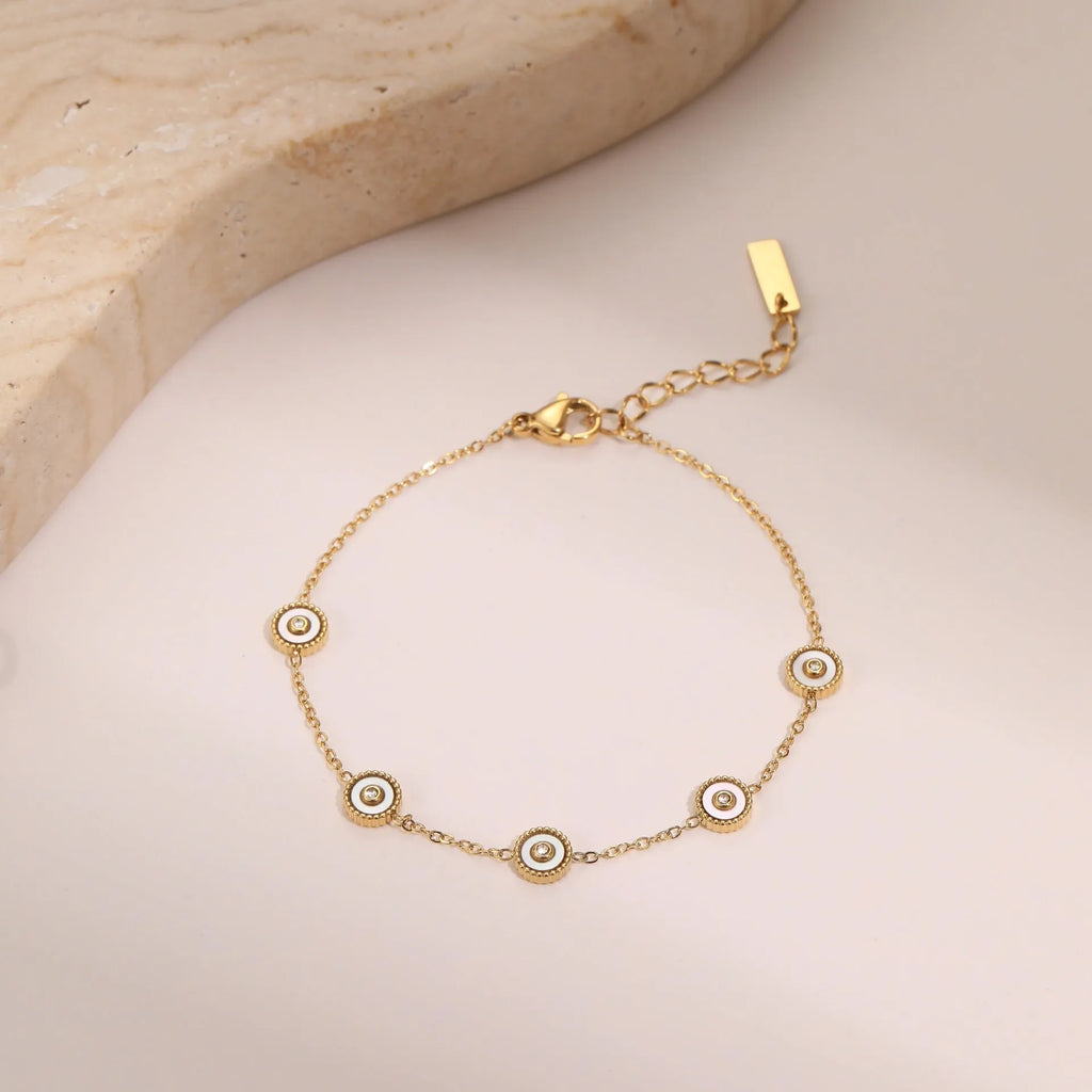 Geometric stainless steel bracelet with 18K gold plating for women's jewellery