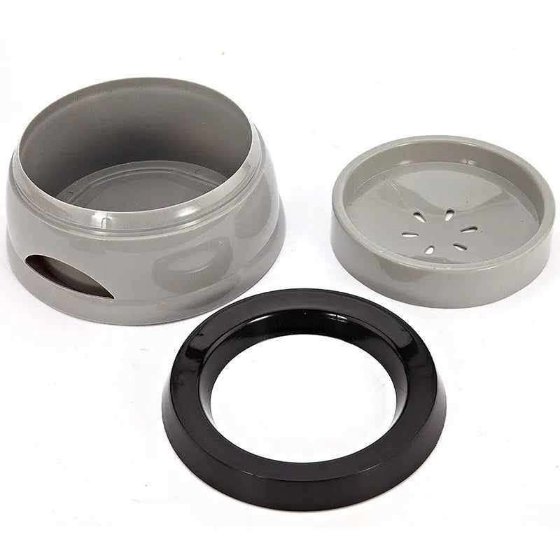 Blue plastic pet water bowl with floating design, 750ml capacity, 15.3x18.9x8cm