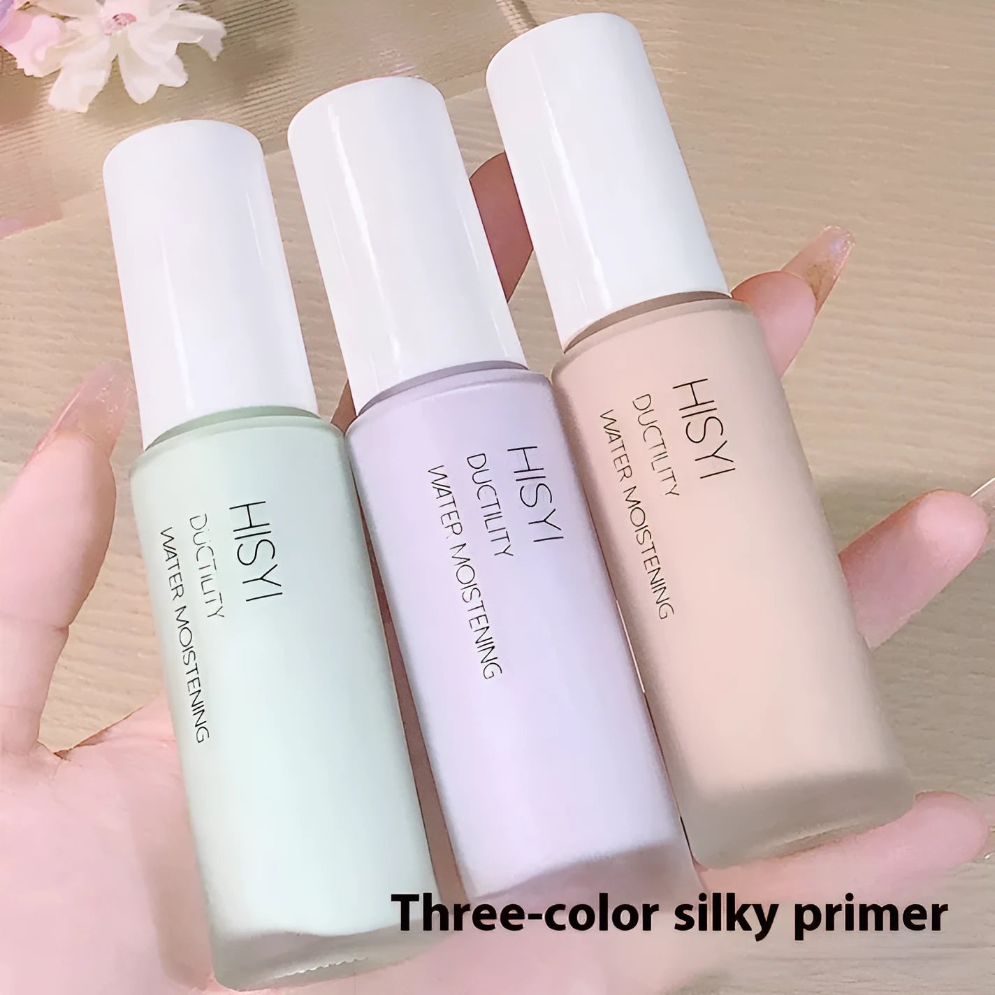 HISYI silky clear makeup primer in three specifications - 01, 02, and 03 colour options