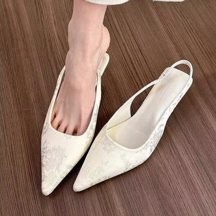 Women's Mary Jane stiletto heels with buckle, mid heel 3-6cm, cotton lining, available in milky white