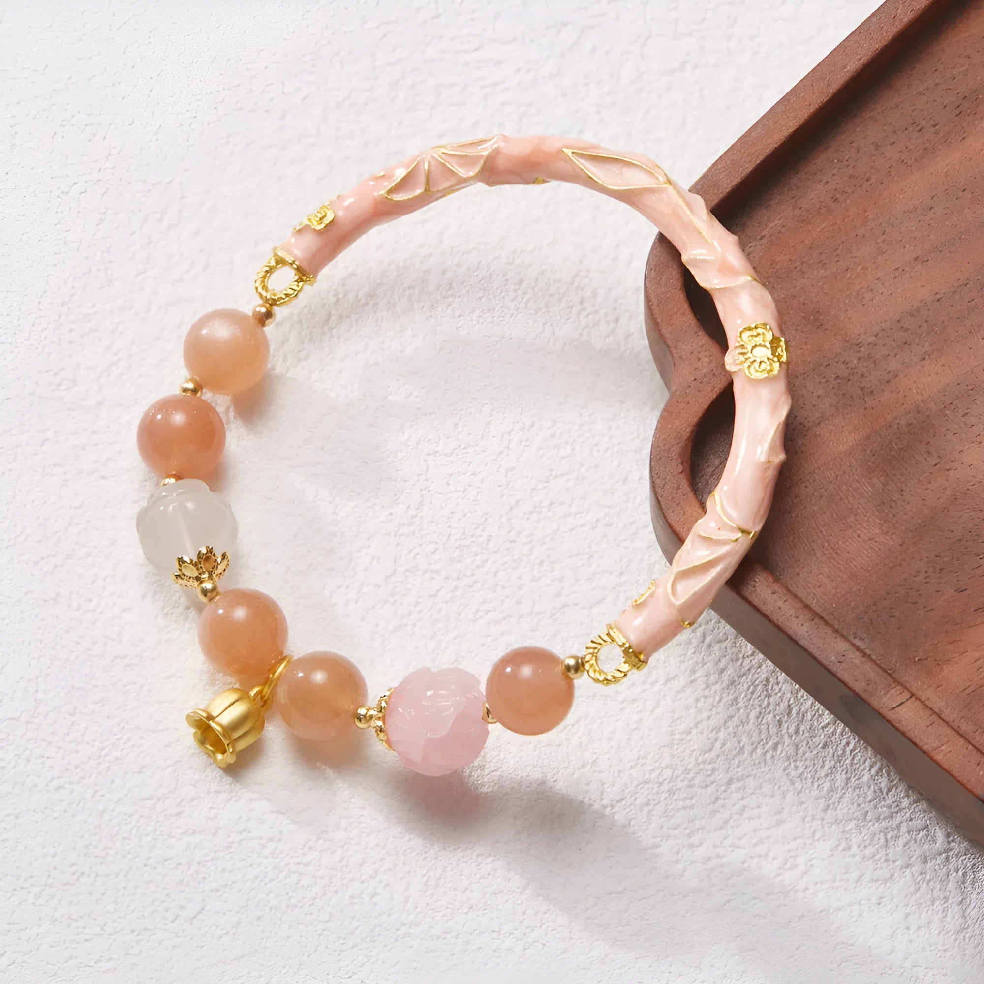 Half-life Liangyuan sunflower and jinsi jade handmade half bracelet with lily design