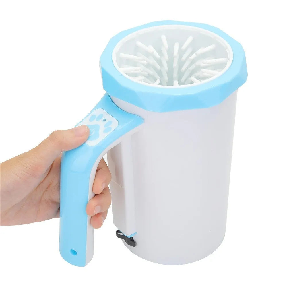 Pet automatic foot-washing machine USB rechargeable silicone dog paw cleaner in white and blue