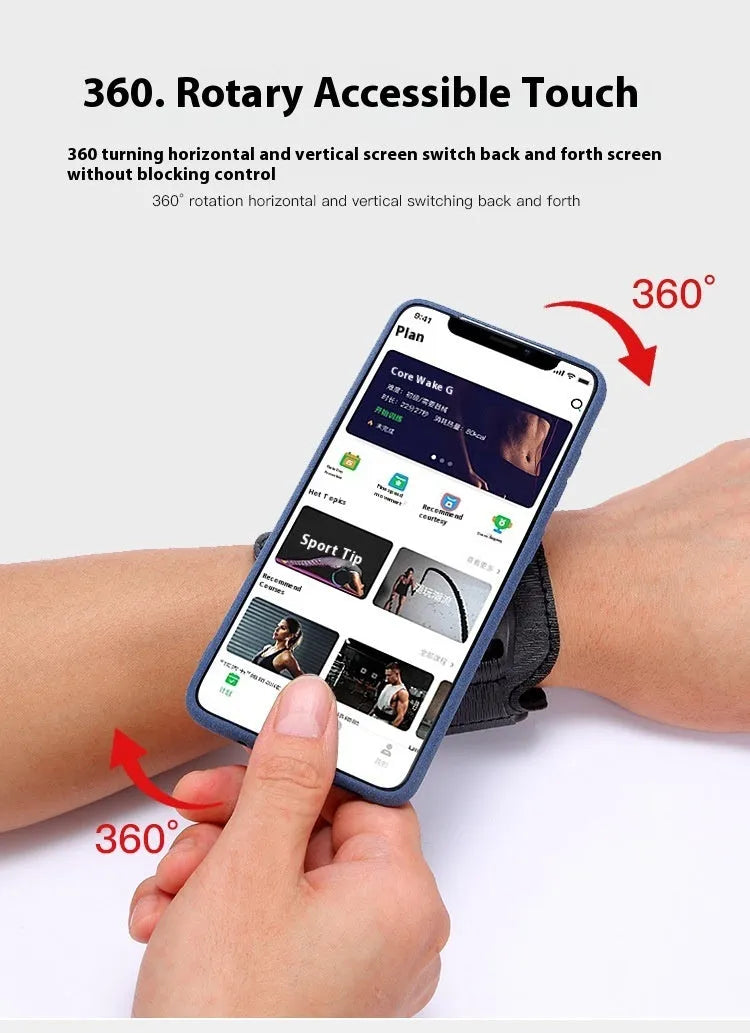 Mobile phone arm bag wrist bag for running cycling sports unisex black army green with 4-7 inch phone holder
