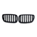 Bright black ABS medium mesh front grille set for BMW X5 E53 2000-2003, pair of two grilles