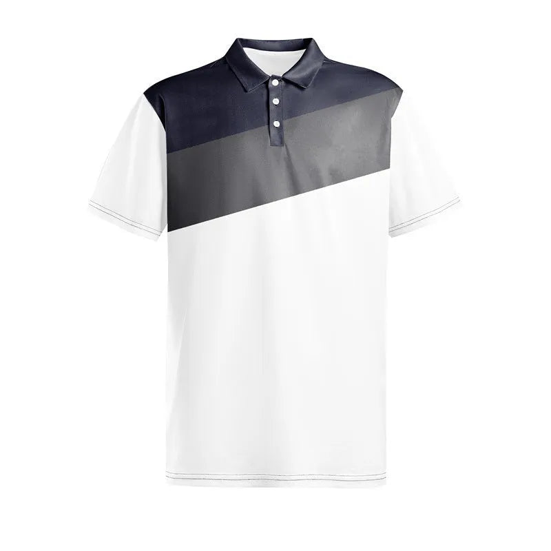 Men's loose fit grey t-shirt with a colourful 3D digital printed pattern and short sleeves.