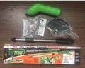 Cordless lawn trimmer weed trimmer with extension pole and debris shield on green grass