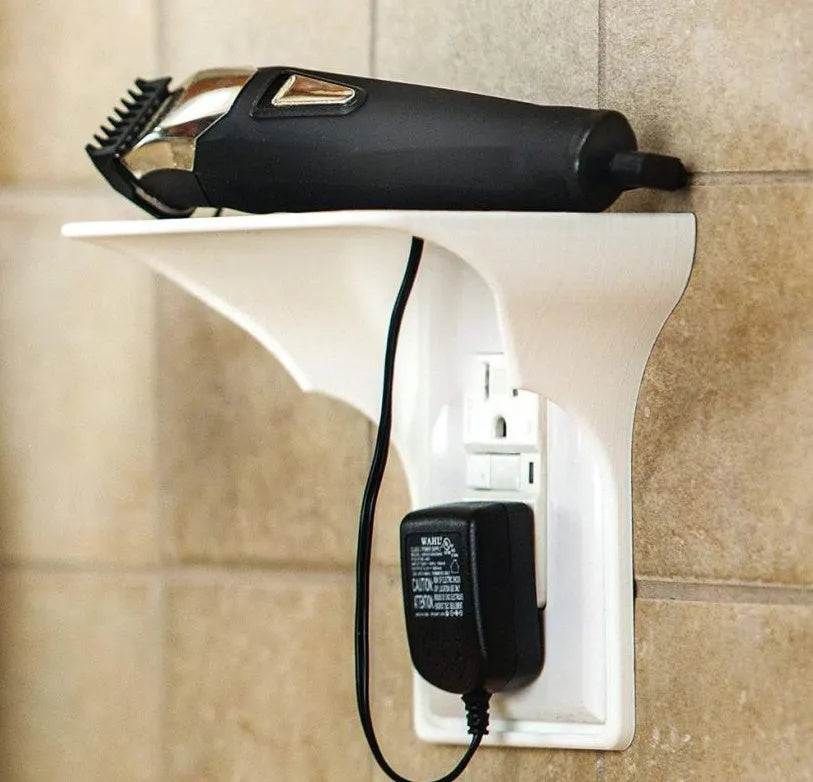 White polypropylene socket storage rack organiser with compartments, dimensions 14 by 10 by 15 centimetres.